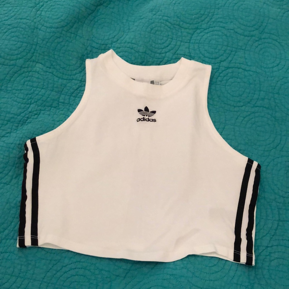 White adidas crop top